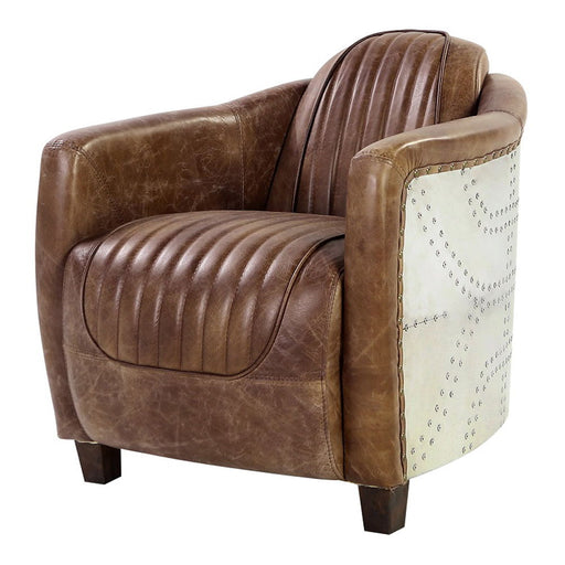 Brancaster - Chair - Retro Brown Top Grain Leather & Aluminum - R&R Furniture Gallery (Fountain Valley, CA)