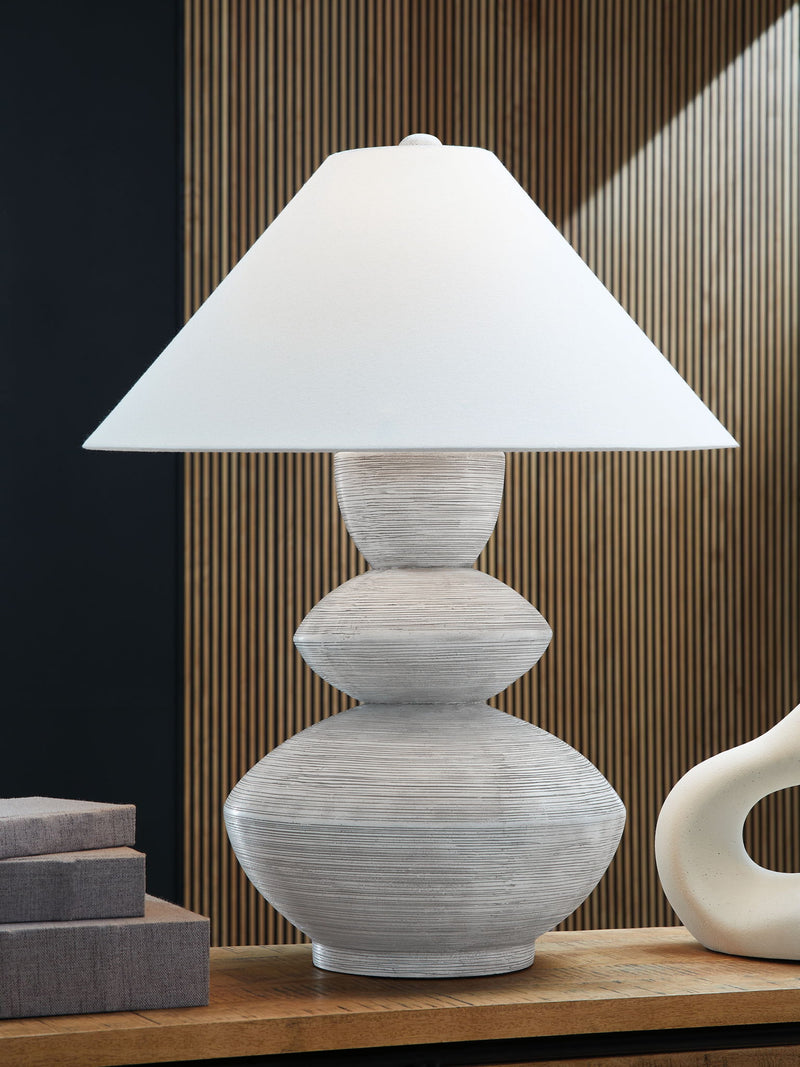 Brickdon - Poly Table Lamp - Distressed White - R&R Furniture Gallery (Fountain Valley, CA)
