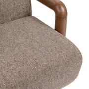 Classic Home Welson swivel accent chair in warm mocha with a rounded back and wooden base, perfect for modern living spaces.