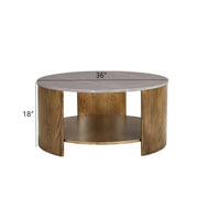 Keegan - Round Coffee Table With Shelf - Oak - R&R Furniture Gallery (Fountain Valley, CA)