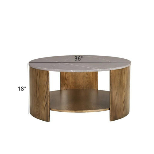 Keegan - Round Coffee Table With Shelf - Oak - R&R Furniture Gallery (Fountain Valley, CA)