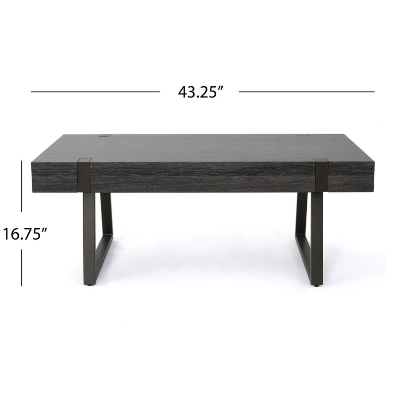 Abitha - Coffee Table With Industrial Powder Coated Metal Legs - R&R Furniture Gallery (Fountain Valley, CA)