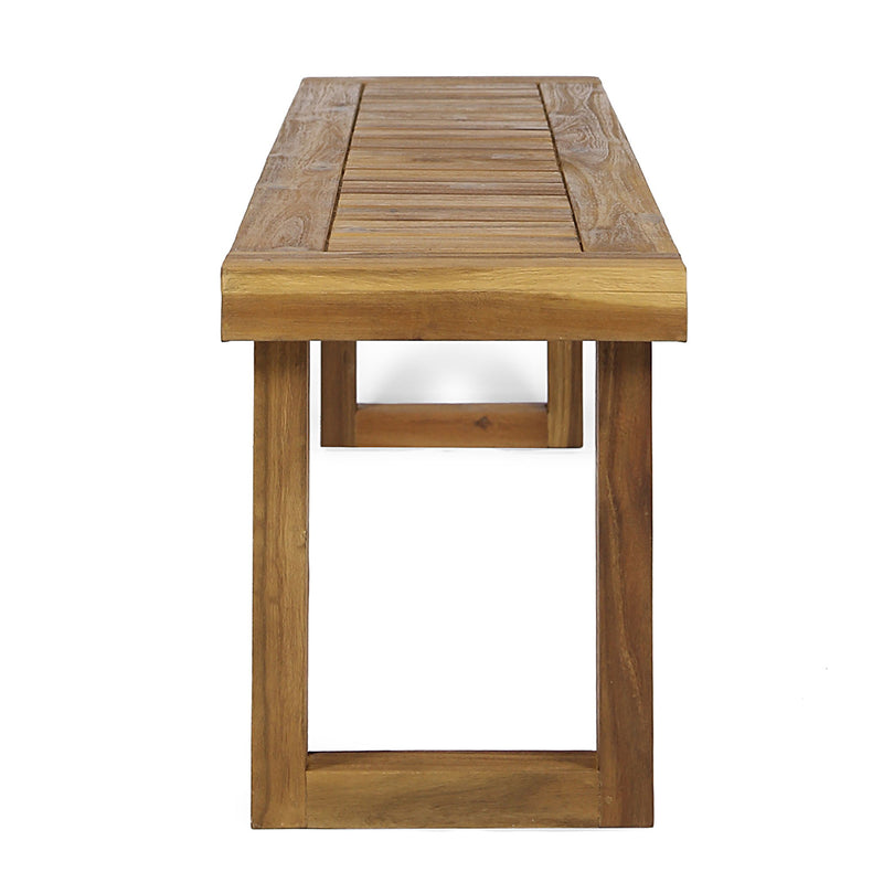 Noble House Nestor bench with wooden seat and metal legs, ideal for entryways or living rooms.