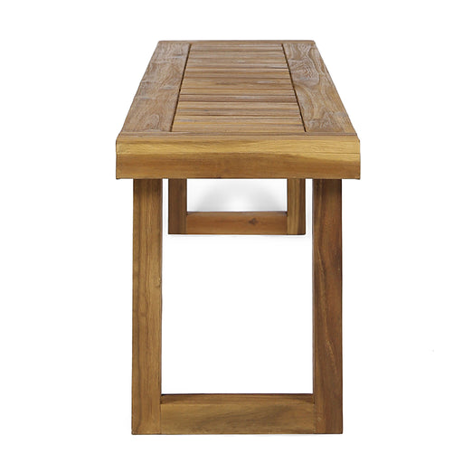 Noble House Nestor bench with wooden seat and metal legs, ideal for entryways or living rooms.