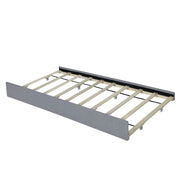 DreamHaus platform upholstered storage bed with two drawers and twin long trundle, showcasing a modern design and soft fabric upholstery.