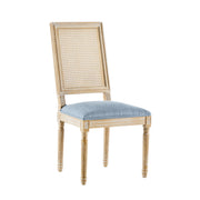 French Country Dining Chair With Rectangular Cane Backrest And Smooth Upholstered Seating - R&R Furniture Gallery (Fountain Valley, CA)