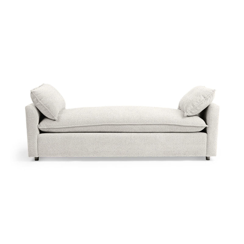 Classic Home Caplan backless sofa daybed with plush cushioning and wooden legs, ideal for modern living spaces.