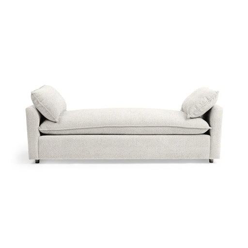 Classic Home Caplan backless sofa daybed with plush cushioning and wooden legs, ideal for modern living spaces.