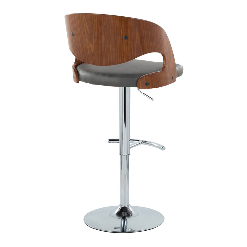 Lumi Source Pino mid-century modern adjustable barstool set with swivel seat and rounded T-footrest, two stylish stools for counter seating.