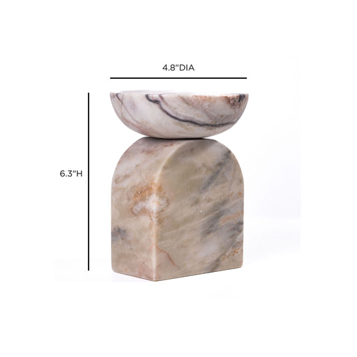 Marble Balanced Candle Holder - White Brown - R&R Furniture Gallery (Fountain Valley, CA)