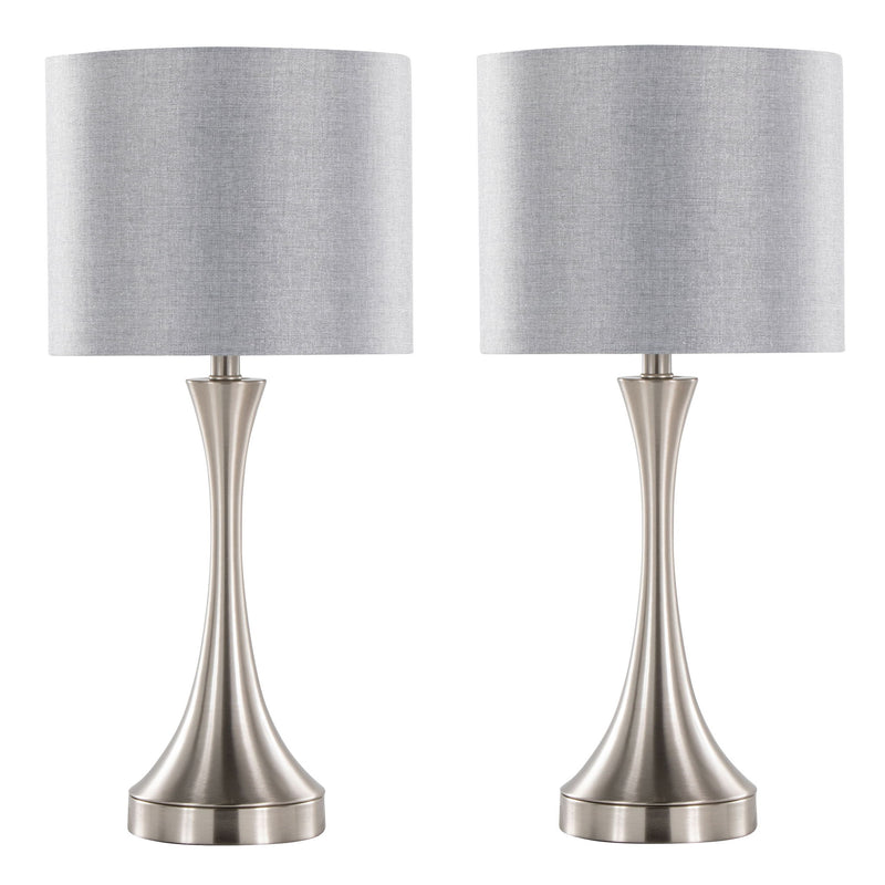 Set of two Lumi Source Lenuxe contemporary table lamps with built-in USB ports, featuring modern design and sleek finishes.