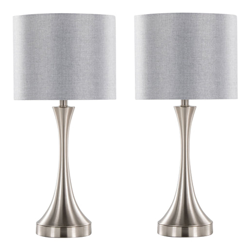 Set of two Lumi Source Lenuxe contemporary table lamps with built-in USB ports, featuring modern design and sleek finishes.