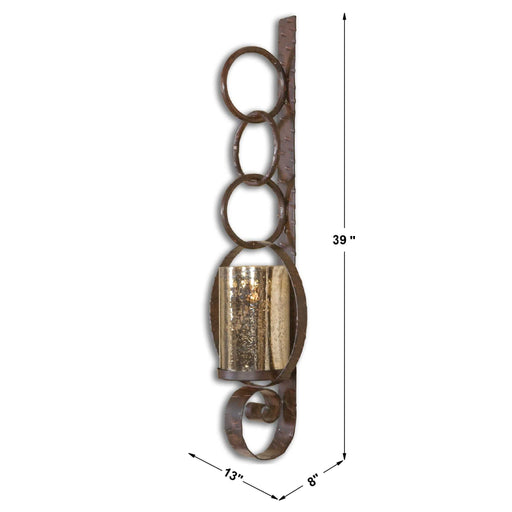 Dark brown metal wall sconce from Uttermost Falconara wall decor, featuring a sleek, modern design for stylish wall accent.