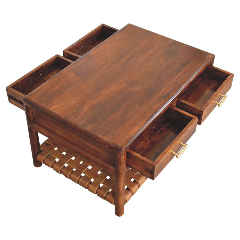 Regency - Woven Console Table With 2 Drawers - Brown - R&R Furniture Gallery (Fountain Valley, CA)