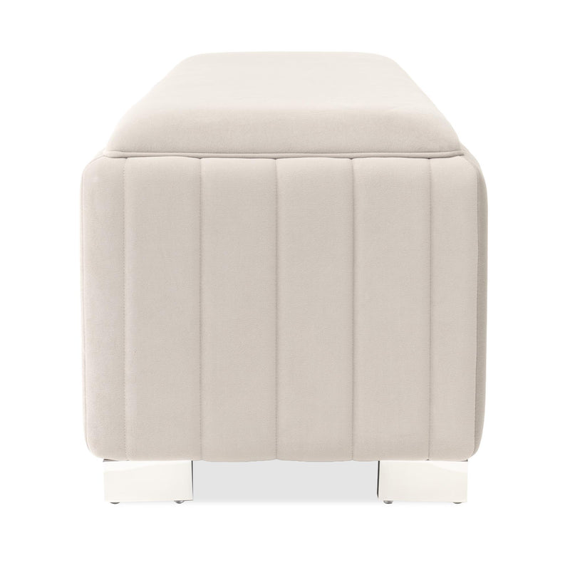 Signature Beds & Benches - Amaryllis Velvet Accent Bench - Taupe / Chrome - R&R Furniture Gallery (Fountain Valley, CA)