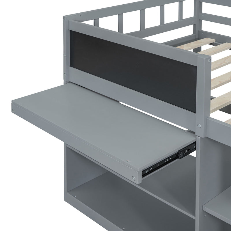 Low Loft Bed With Rolling Desk, Shelf And Drawers - R&R Furniture Gallery (Fountain Valley, CA)