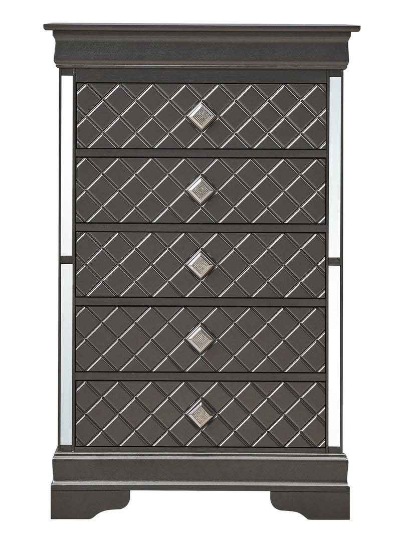 Glory Furniture Verona accent chest with wood finish and sleek design, featuring multiple storage drawers for stylish organization.