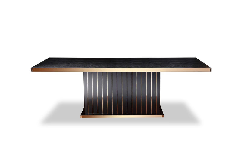 Talin Modern Black Crocodile & Rosegold Dining Table