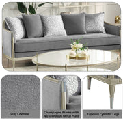 Fernando - Sofa With 5 Pillows - Gray Chenille & Champagne - R&R Furniture Gallery (Fountain Valley, CA)
