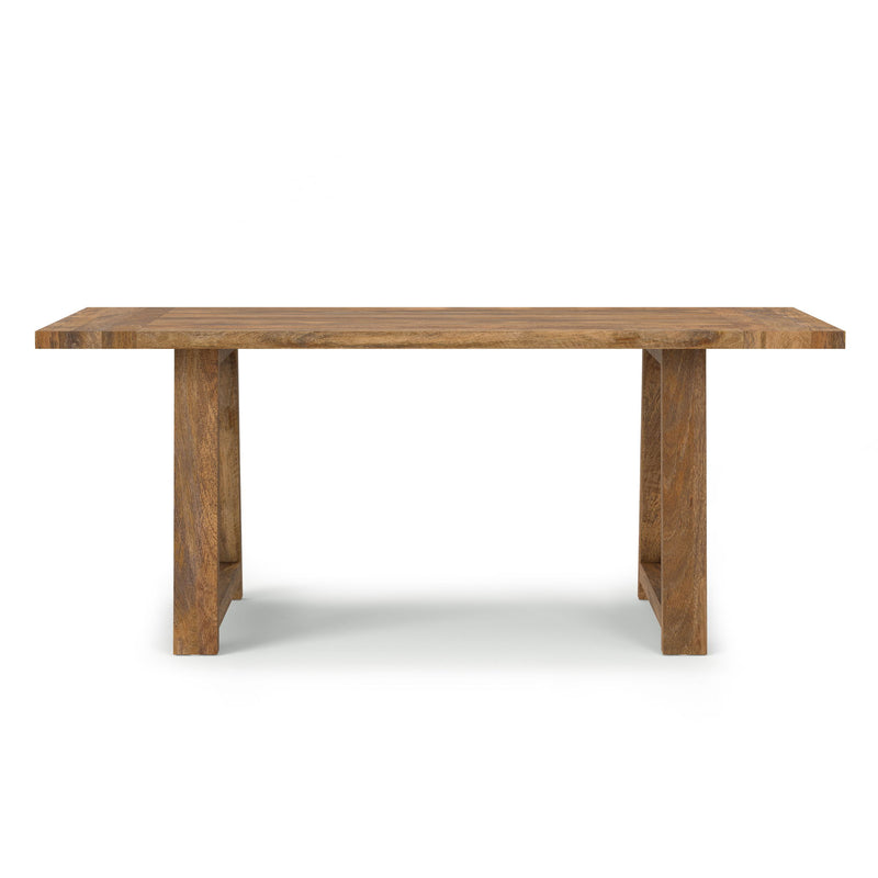 Simpli-Home Whitley dining table with wooden surface and sturdy legs, ideal for modern dining rooms.