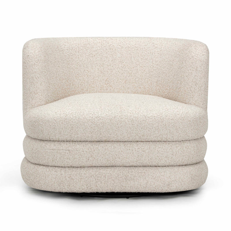 Astor - Heavy Boucle Swivel Hotel Lounge Chair - Cream - R&R Furniture Gallery (Fountain Valley, CA)