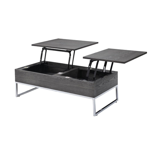 Iban - Coffee Table With Lift Top - Gray Oak & Chrome - R&R Furniture Gallery (Fountain Valley, CA)