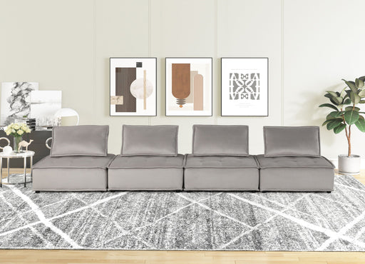 Lilola Home Anna soft modular sofa in a modern stationary design, featuring plush cushions and neutral fabric upholstery.