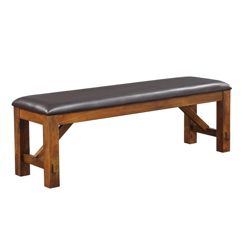 Apollo - Bench - Espresso Synthetic Leather & Walnut - R&R Furniture Gallery (Fountain Valley, CA)