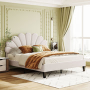 Upholstered Platform Bed With Flower Pattern Headboard - R&R Furniture Gallery (Fountain Valley, CA)