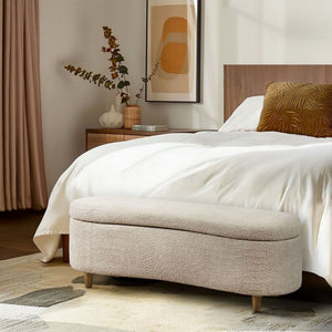 JLA Bailey flip top storage bench in taupe with cushioned seat and wooden base, ideal for living room or entryway storage.