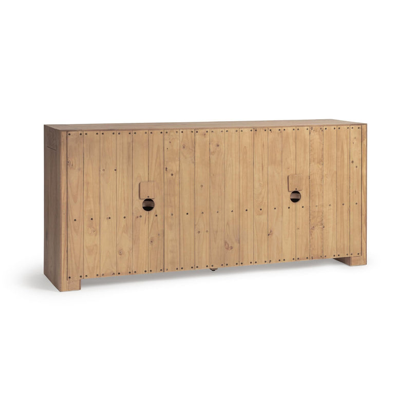 Classic Home Bristol 4-door buffet cabinet with wood finish, featuring storage doors and a sleek, functional design.