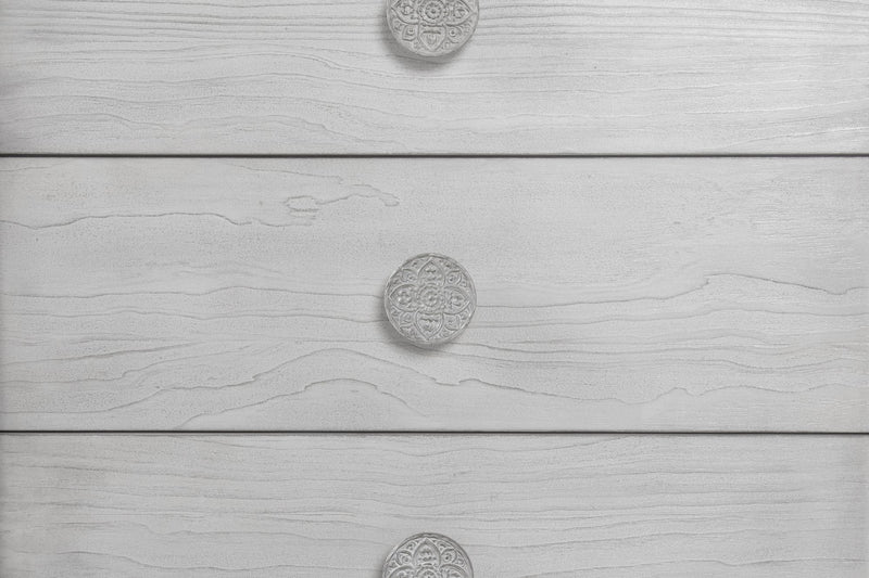 Boho Chic Five-Drawer Chest in Washed White (2024)