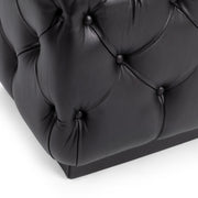 Midnight Raven upholstered square ottoman from Classic Home Briar collection, with plush fabric and modern design.