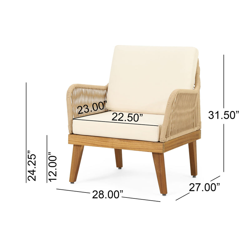 Outdoor Club Chair With Rope Weave Design - Teak - R&R Furniture Gallery (Fountain Valley, CA)