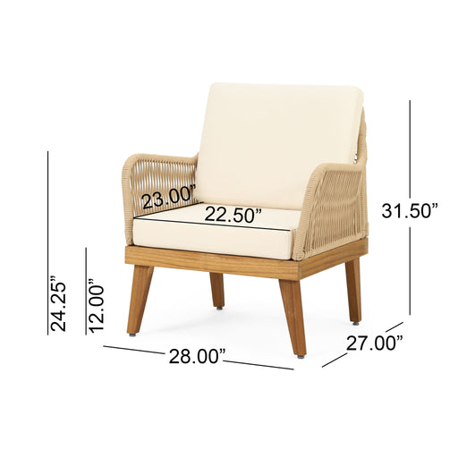 Outdoor Club Chair With Rope Weave Design - Teak - R&R Furniture Gallery (Fountain Valley, CA)