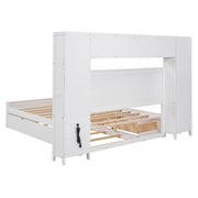 DreamHaus cabinet bed with integrated shelf, sockets, and twin long trundle, showcasing its sleek design and functional storage.