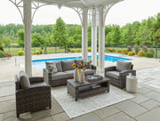 Oasis Court - Sofa, Chairs, Table Set (Set of 4) - Gray - R&R Furniture Gallery (Fountain Valley, CA)