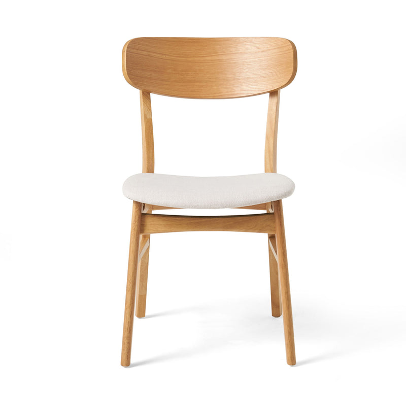 Set of two Noble House dining chairs with cushioned seats, featuring stylish wooden legs and comfortable padded upholstery.