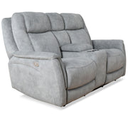 Linus - Zero Gravity Power Reclining Console Loveseat - Hudson Gray - R&R Furniture Gallery (Fountain Valley, CA)