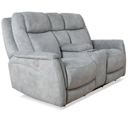 Linus - Zero Gravity Power Reclining Console Loveseat - Hudson Gray - R&R Furniture Gallery (Fountain Valley, CA)