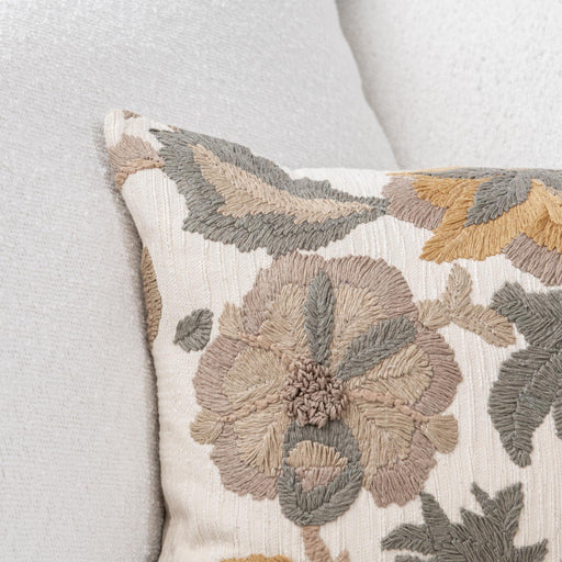 Classic Home Jana 14x26 inch accent pillow in dry sage with multi-colored patterns, soft fabric for decorative comfort.