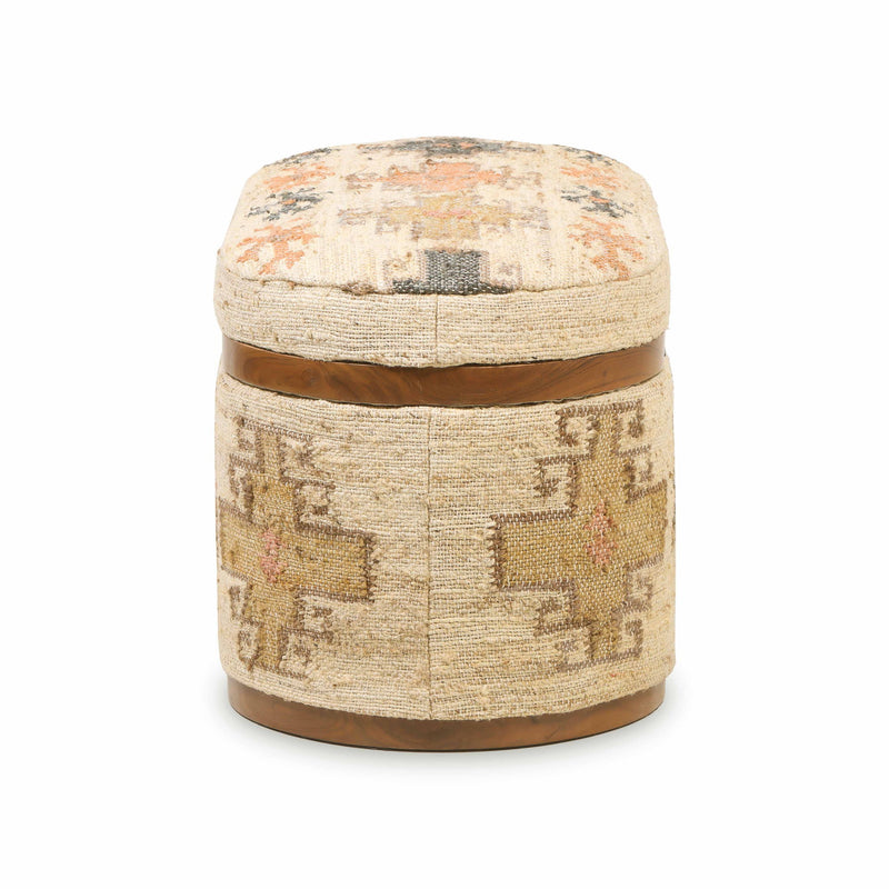 Olivier - Cotton Oval Storage Ottoman - Beige - R&R Furniture Gallery (Fountain Valley, CA)