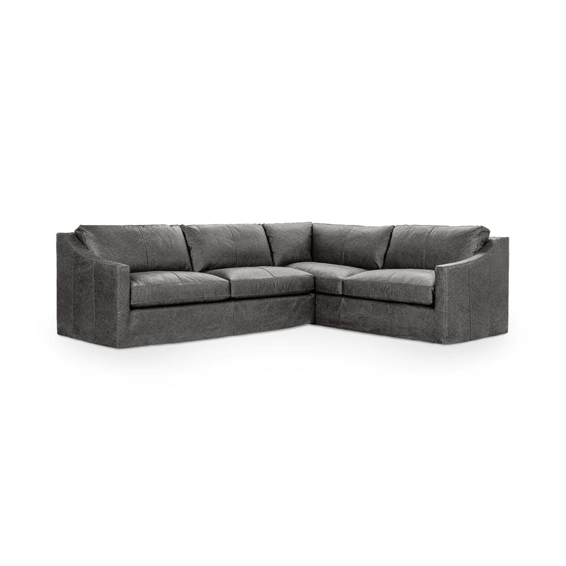 Classic Home Kipton upholstered corner sectional with plush fabric, featuring a modern stationary design and comfortable seating.