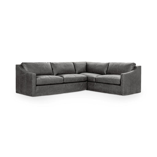 Classic Home Kipton upholstered corner sectional with plush fabric, featuring a modern stationary design and comfortable seating.