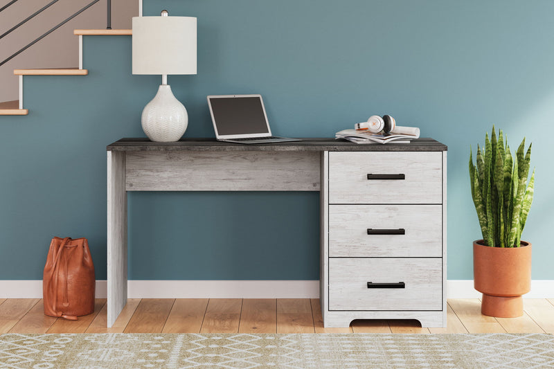 Shawburn - Home Office Desk - White / Dark Charcoal Gray - R&R Furniture Gallery (Fountain Valley, CA)