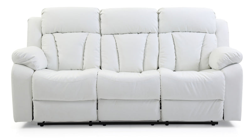 Elegant reclining sofa by Glory Furniture with plush cushions and a sleek design, perfect for leisure and relaxation.