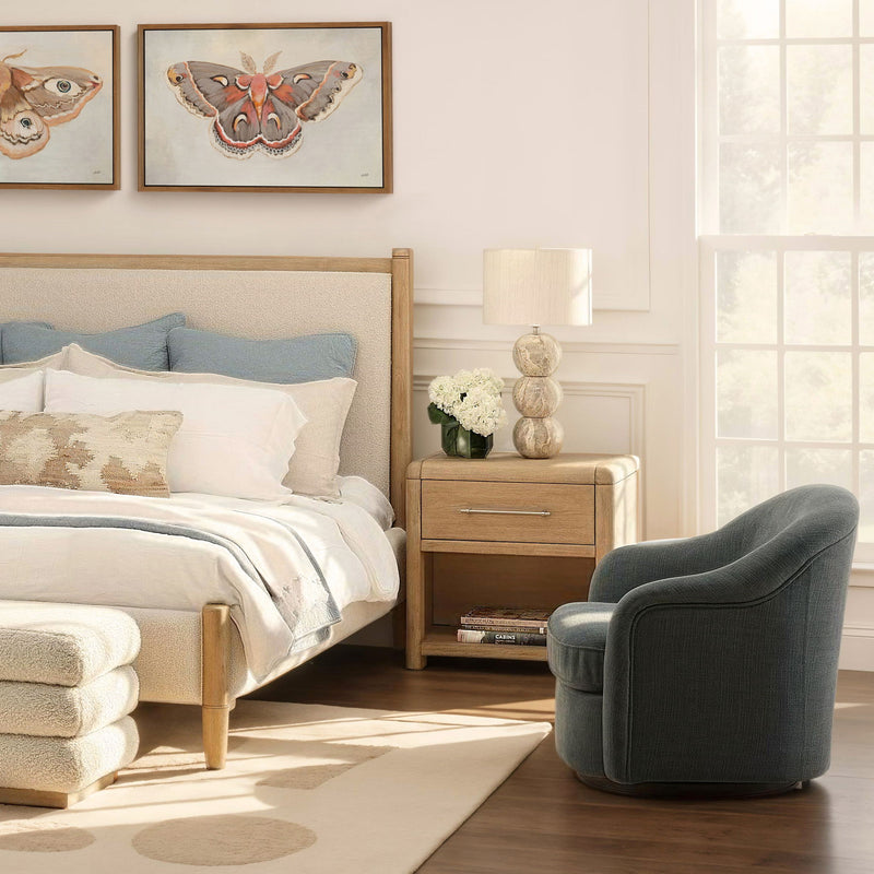 Lili - Swivel Chair - Blue And Dark Brown