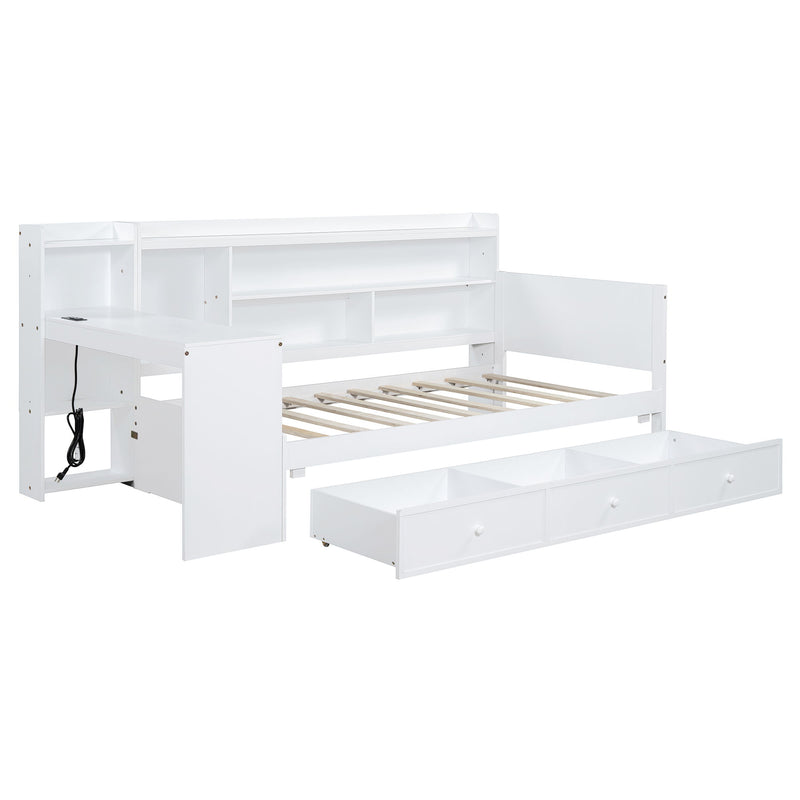 Daybed With 3 Drawers USB Ports And Desk - R&R Furniture Gallery (Fountain Valley, CA)
