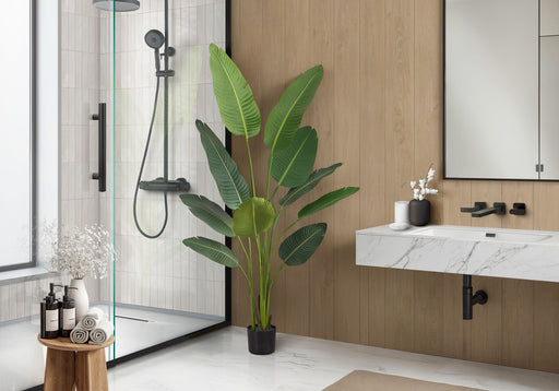 60" Tall, Artificial Plant, Bird Of Paradise Tree, Indoor, Faux, Fake, Floor, Greenery, Potted, Decorative - Green / Black - R&R Furniture Gallery (Fountain Valley, CA)