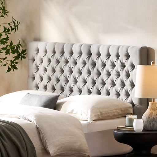 Queen Size Headboard With Button Tufting - Light Gray - R&R Furniture Gallery (Fountain Valley, CA)